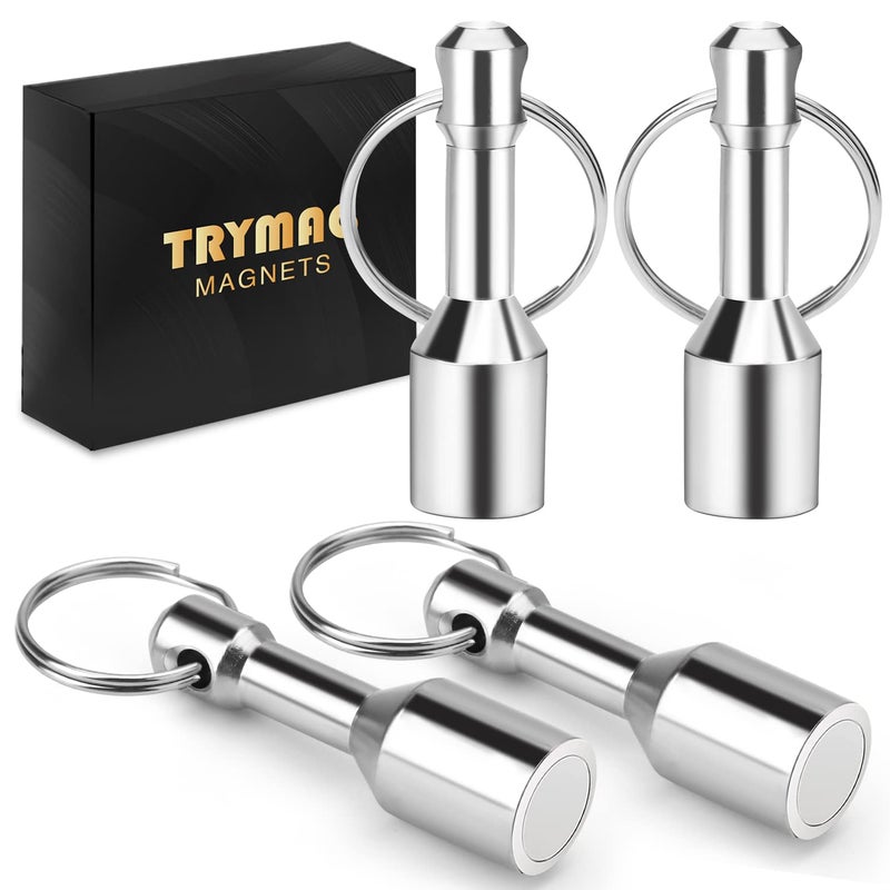 TRYMAG Keychain Magnets for Testing Brass, 4 Pack Neodymium Pocket Keychain for Purse with Strong Magnetic Rare Earth, Gold Silver Jewelry Ferrous Metals Test Magnet Hanging Keys Holder - Image 1